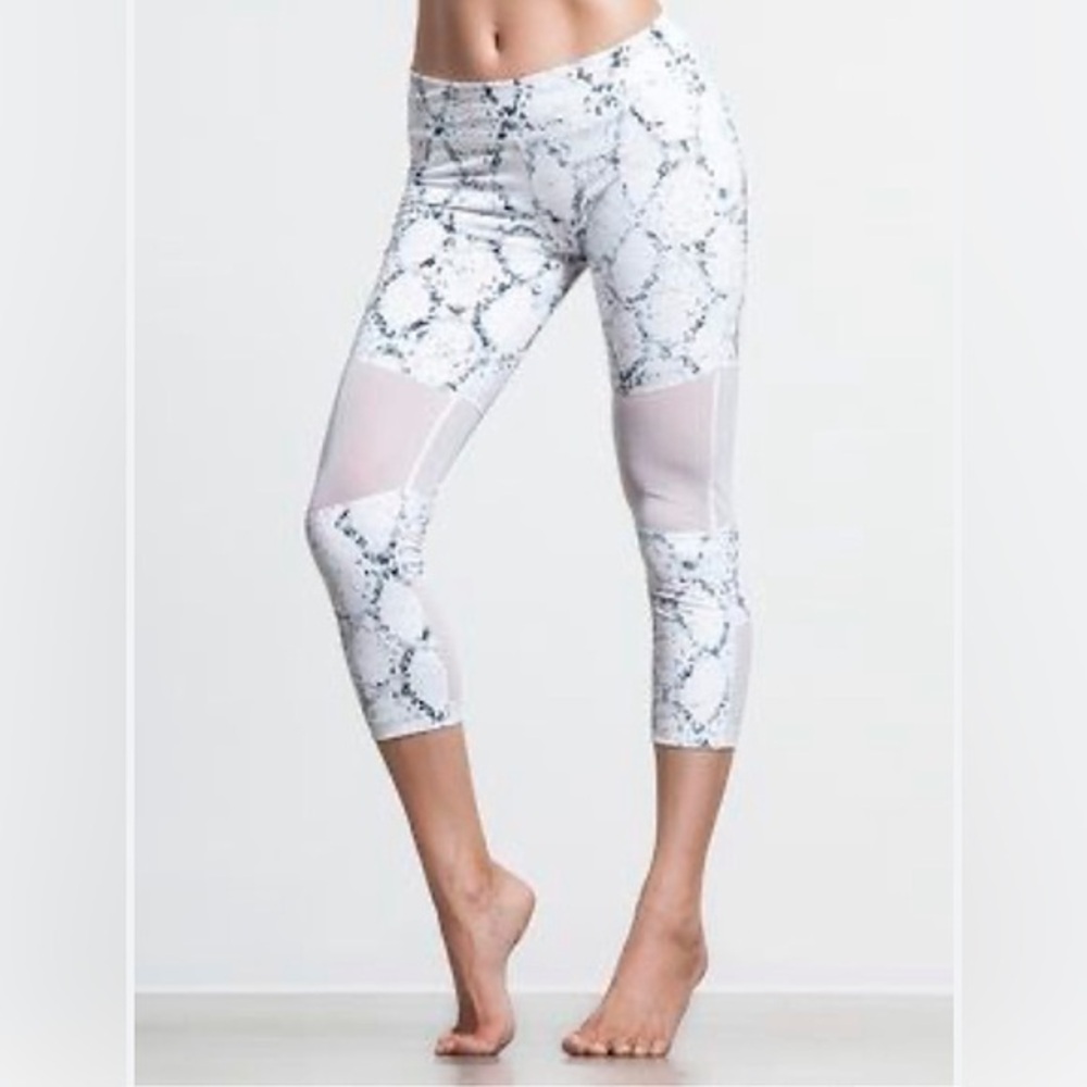 Varley white cropped snake leggings
